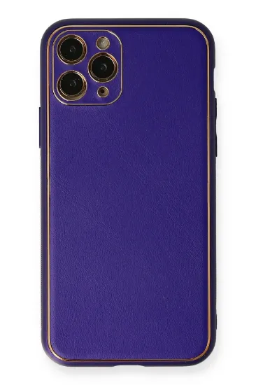 Newface iPhone 11 Pro Kılıf Coco Deri Silikon Kapak - Mor resmi