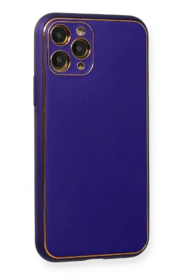 Newface iPhone 11 Pro Kılıf Coco Deri Silikon Kapak - Mor resmi