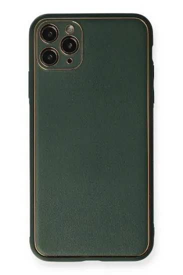 Newface iPhone 11 Pro Kılıf Coco Deri Silikon Kapak - Yeşil resmi