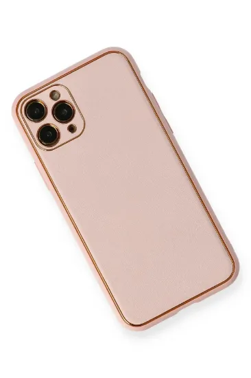 Newface iPhone 11 Pro Max Kılıf Coco Deri Silikon Kapak - Pembe resmi