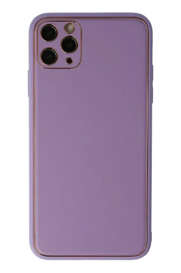 Newface iPhone 11 Pro Max Kılıf Coco Deri Silikon Kapak - Lila resmi
