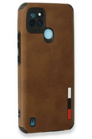 Newface Realme C25Y Kılıf Loop Deri Silikon - Kahverengi resmi