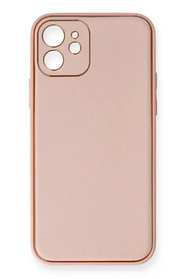Newface iPhone 12 Kılıf Coco Deri Silikon Kapak - Pembe resmi