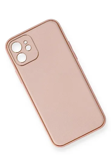 Newface iPhone 12 Kılıf Coco Deri Silikon Kapak - Pembe resmi