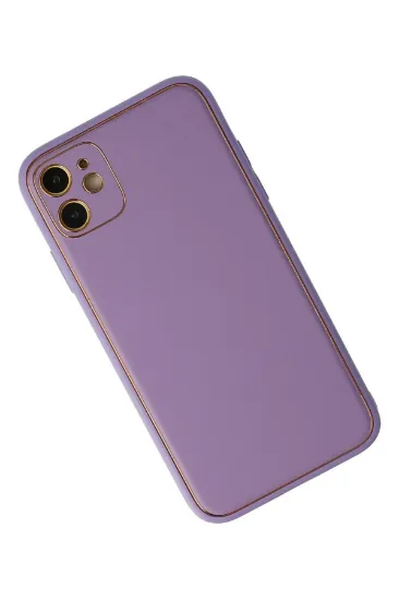 Newface iPhone 12 Kılıf Coco Deri Silikon Kapak - Lila resmi