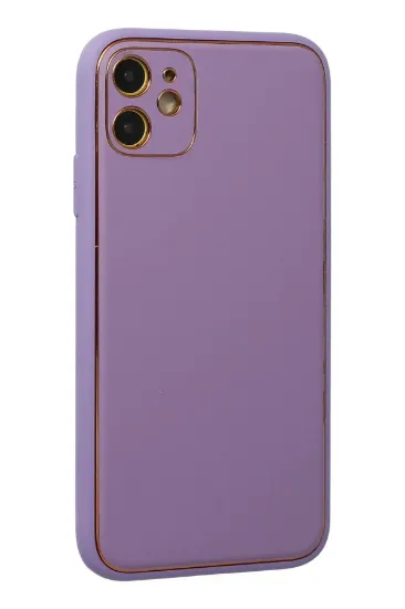 Newface iPhone 12 Kılıf Coco Deri Silikon Kapak - Lila resmi