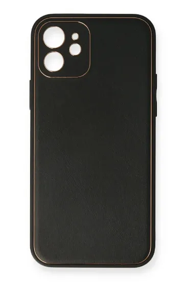 Newface iPhone 12 Mini Kılıf Coco Deri Silikon Kapak - Siyah resmi