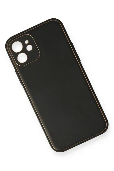 Newface iPhone 12 Mini Kılıf Coco Deri Silikon Kapak - Siyah resmi