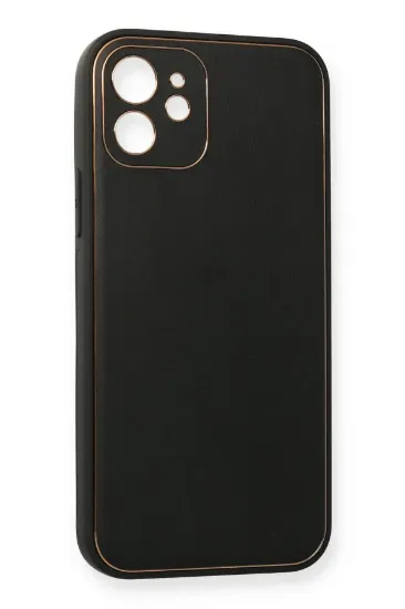 Newface iPhone 12 Mini Kılıf Coco Deri Silikon Kapak - Siyah resmi