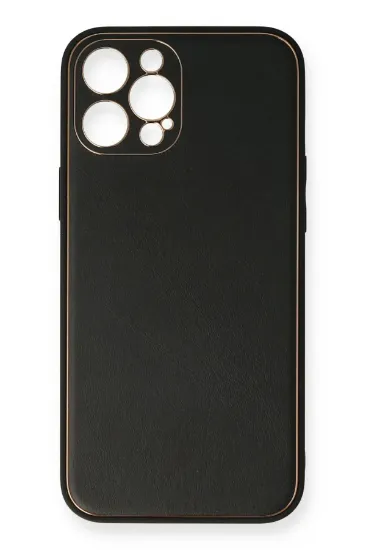 Newface iPhone 12 Pro Kılıf Coco Deri Silikon Kapak - Siyah resmi