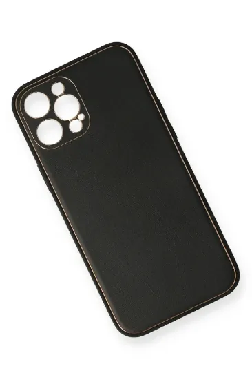 Newface iPhone 12 Pro Kılıf Coco Deri Silikon Kapak - Siyah resmi