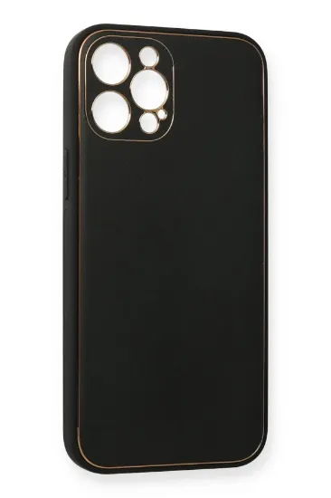Newface iPhone 12 Pro Kılıf Coco Deri Silikon Kapak - Siyah resmi