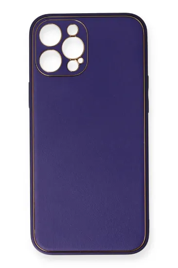 Newface iPhone 12 Pro Kılıf Coco Deri Silikon Kapak - Mor resmi