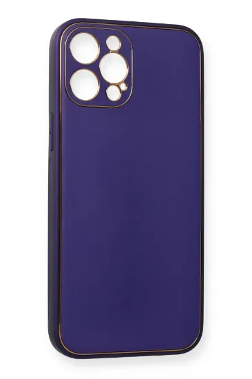 Newface iPhone 12 Pro Kılıf Coco Deri Silikon Kapak - Mor resmi