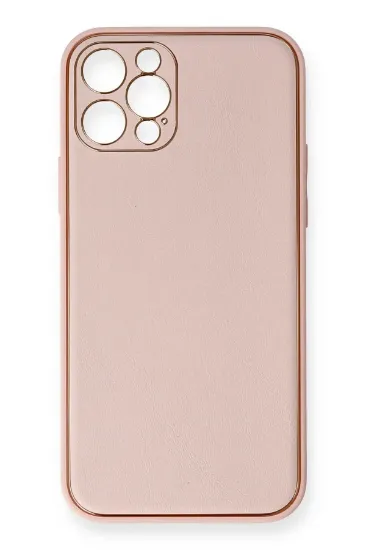 Newface iPhone 12 Pro Kılıf Coco Deri Silikon Kapak - Pembe resmi