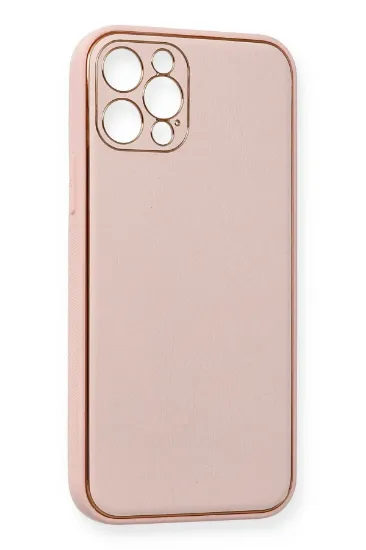 Newface iPhone 12 Pro Kılıf Coco Deri Silikon Kapak - Pembe resmi