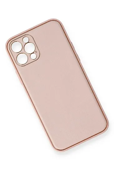 Newface iPhone 12 Pro Kılıf Coco Deri Silikon Kapak - Pembe resmi