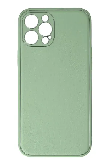 Newface iPhone 12 Pro Kılıf Coco Deri Silikon Kapak - Açık Yeşil resmi