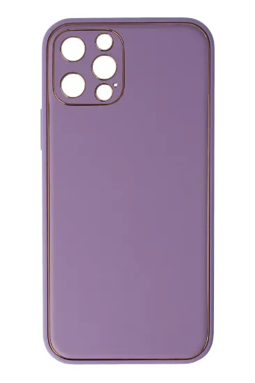 Newface iPhone 12 Pro Kılıf Coco Deri Silikon Kapak - Lila resmi