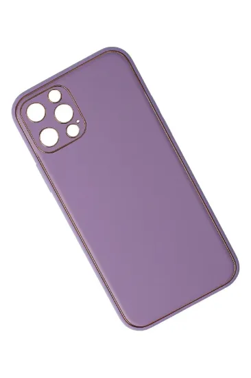 Newface iPhone 12 Pro Kılıf Coco Deri Silikon Kapak - Lila resmi