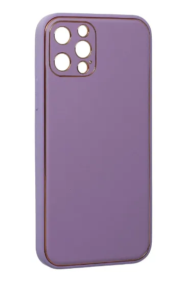Newface iPhone 12 Pro Kılıf Coco Deri Silikon Kapak - Lila resmi