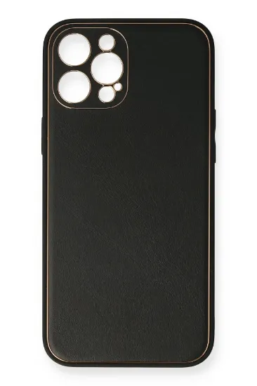 Newface iPhone 12 Pro Max Kılıf Coco Deri Silikon Kapak - Siyah resmi