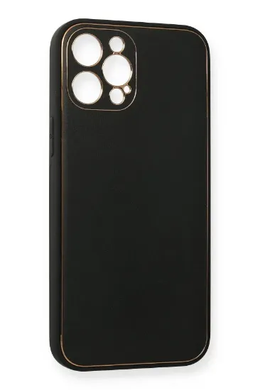 Newface iPhone 12 Pro Max Kılıf Coco Deri Silikon Kapak - Siyah resmi