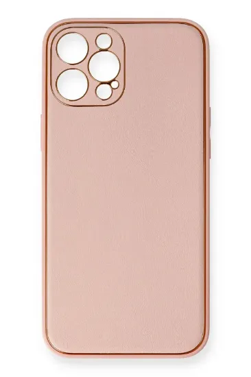 Newface iPhone 12 Pro Max Kılıf Coco Deri Silikon Kapak - Pembe resmi