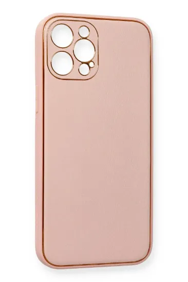 Newface iPhone 12 Pro Max Kılıf Coco Deri Silikon Kapak - Pembe resmi