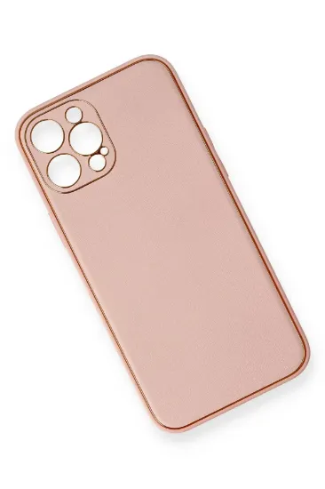 Newface iPhone 12 Pro Max Kılıf Coco Deri Silikon Kapak - Pembe resmi