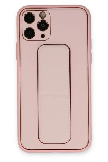 Newface iPhone 11 Pro Kılıf Coco Deri Standlı Kapak - Pembe resmi