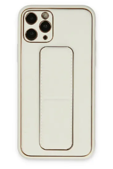 Newface iPhone 11 Pro Kılıf Coco Deri Standlı Kapak - Beyaz resmi