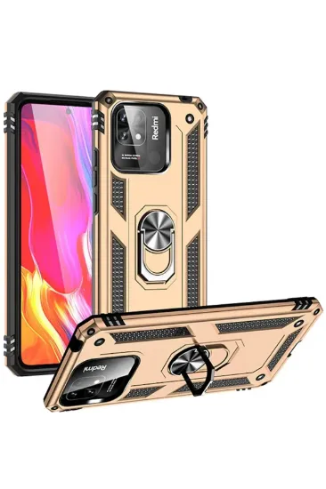 Newface Xiaomi Redmi 10C Kılıf Sofya Yüzüklü Silikon Kapak - Gold resmi