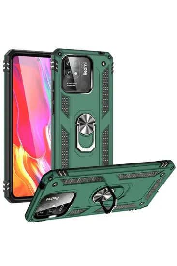 Newface Xiaomi Redmi 10C Kılıf Sofya Yüzüklü Silikon Kapak - Yeşil resmi