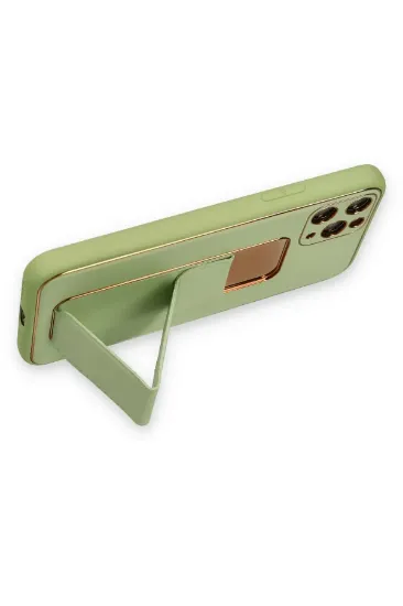 Newface iPhone 11 Pro Kılıf Coco Deri Standlı Kapak - Su Yeşili resmi
