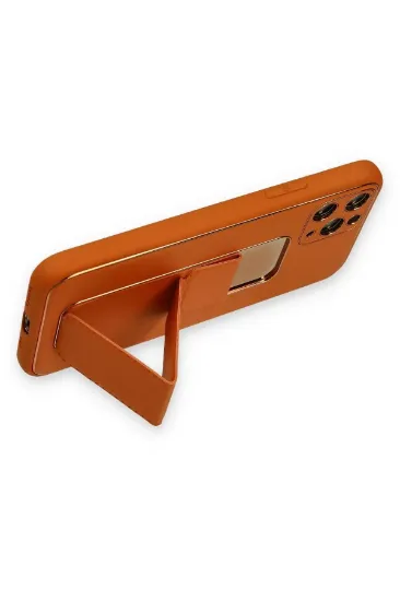 Newface iPhone 11 Pro Kılıf Coco Deri Standlı Kapak - Turuncu resmi