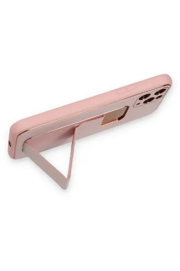 Newface iPhone 11 Pro Max Kılıf Coco Deri Standlı Kapak - Pembe resmi