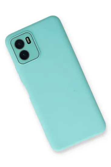 Newface Vivo Y15S Kılıf Lansman Glass Kapak - Turkuaz resmi