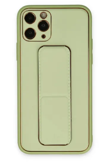 Newface iPhone 11 Pro Max Kılıf Coco Deri Standlı Kapak - Su Yeşili resmi