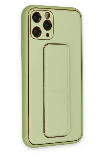 Newface iPhone 11 Pro Max Kılıf Coco Deri Standlı Kapak - Su Yeşili resmi