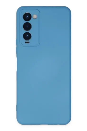Newface Tecno Camon 18 Kılıf Nano içi Kadife Silikon - Mavi resmi