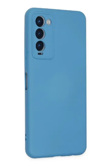 Newface Tecno Camon 18 Kılıf Nano içi Kadife Silikon - Mavi resmi