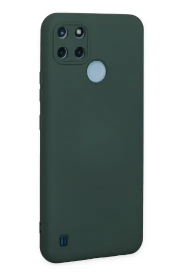 Newface Realme C25Y Kılıf Nano içi Kadife Silikon - Koyu Yeşil resmi