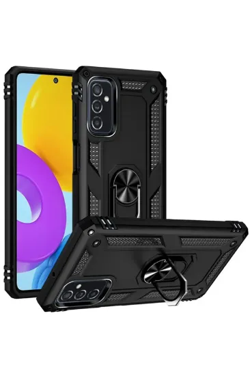 Newface Samsung Galaxy M52 5G Kılıf Sofya Yüzüklü Silikon Kapak - Siyah resmi