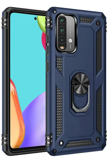 Newface Xiaomi Redmi 9T Kılıf Sofya Yüzüklü Silikon Kapak - Lacivert resmi