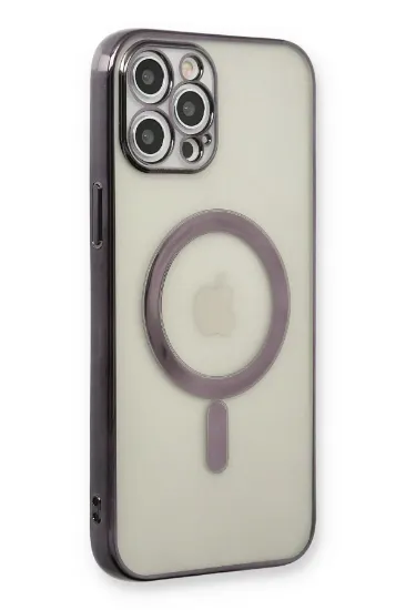 Newface iPhone 12 Pro Max Kılıf Magneticsafe Lazer Silikon - Siyah resmi