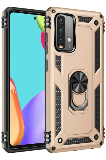 Newface Xiaomi Redmi 9T Kılıf Sofya Yüzüklü Silikon Kapak - Gold resmi
