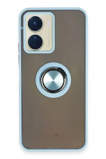 Newface Vivo Y16 Kılıf Montreal Yüzüklü Silikon Kapak - Buz Mavi resmi