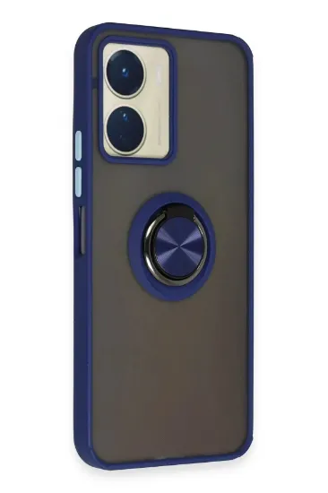 Newface Vivo Y16 Kılıf Montreal Yüzüklü Silikon Kapak - Lacivert resmi