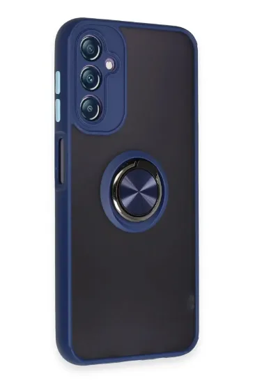 Newface Samsung Galaxy A14 4G Kılıf Montreal Yüzüklü Silikon Kapak - Lacivert resmi